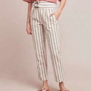 anthroplogie oasis Striped Pants linen cotton 6